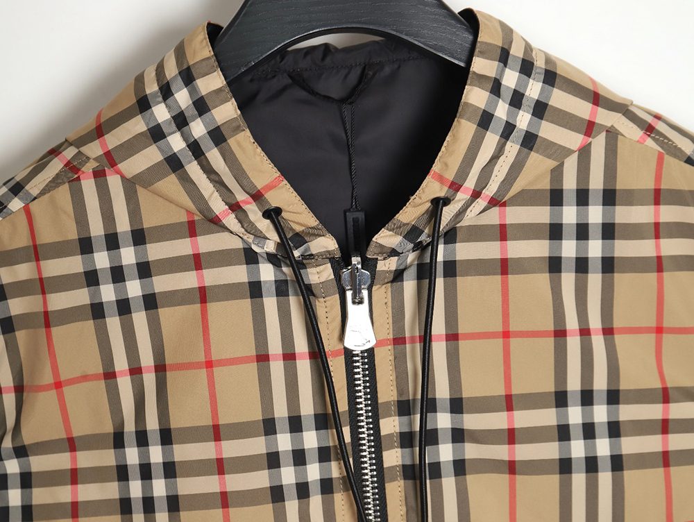 B**rry check reversible hooded jacket