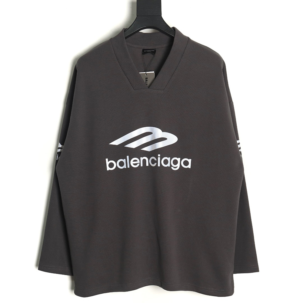 Ba*len*cia*ga 3b printed v-neck long-sleeved ski t-shirt tsk1