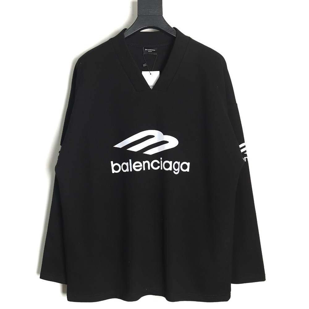 Ba*len*cia*ga 3b printed v-neck long-sleeved ski t-shirt tsk2