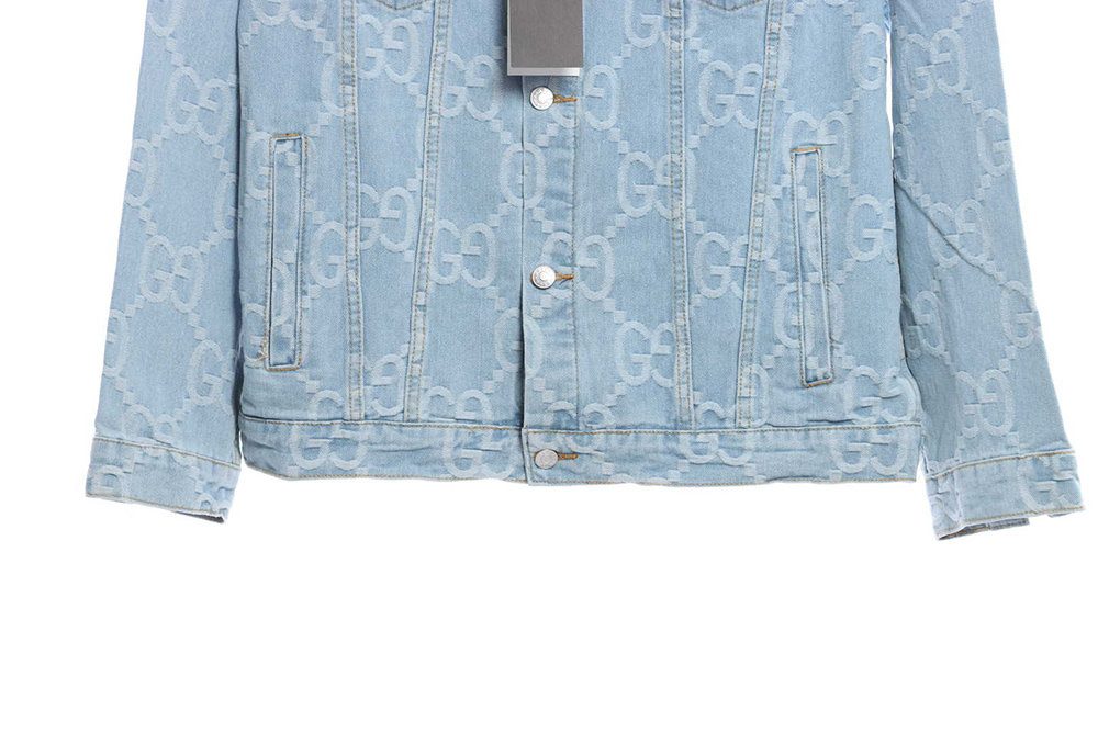 G*u*i coconut palm embroidered denim jacket