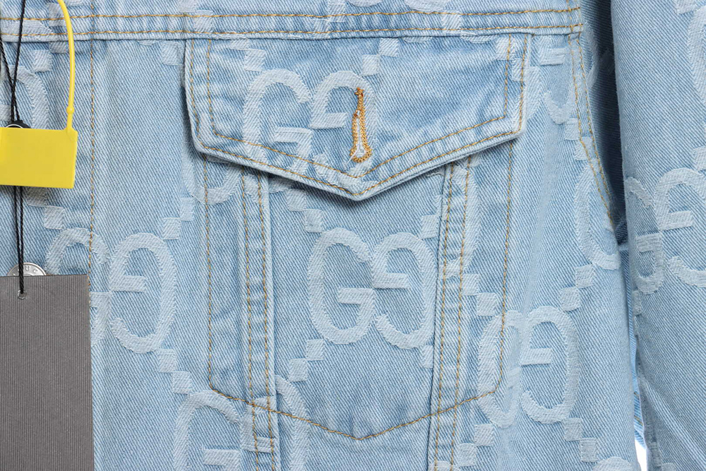 G*u*i coconut palm embroidered denim jacket