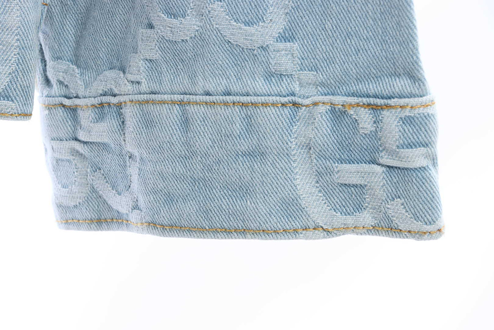 G*u*i coconut palm embroidered denim jacket