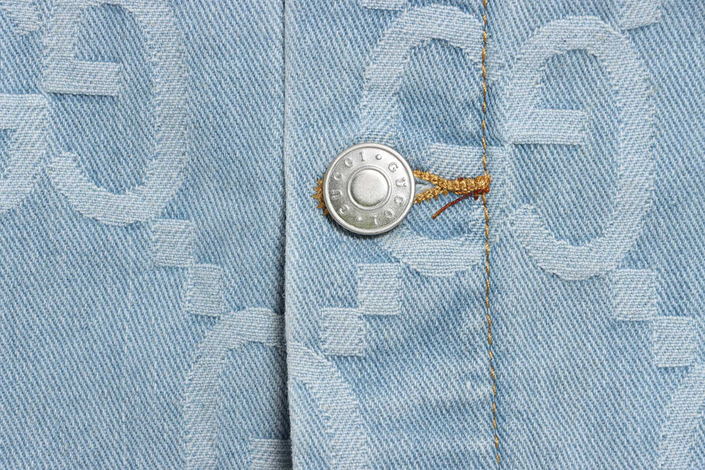 G*u*i coconut palm embroidered denim jacket