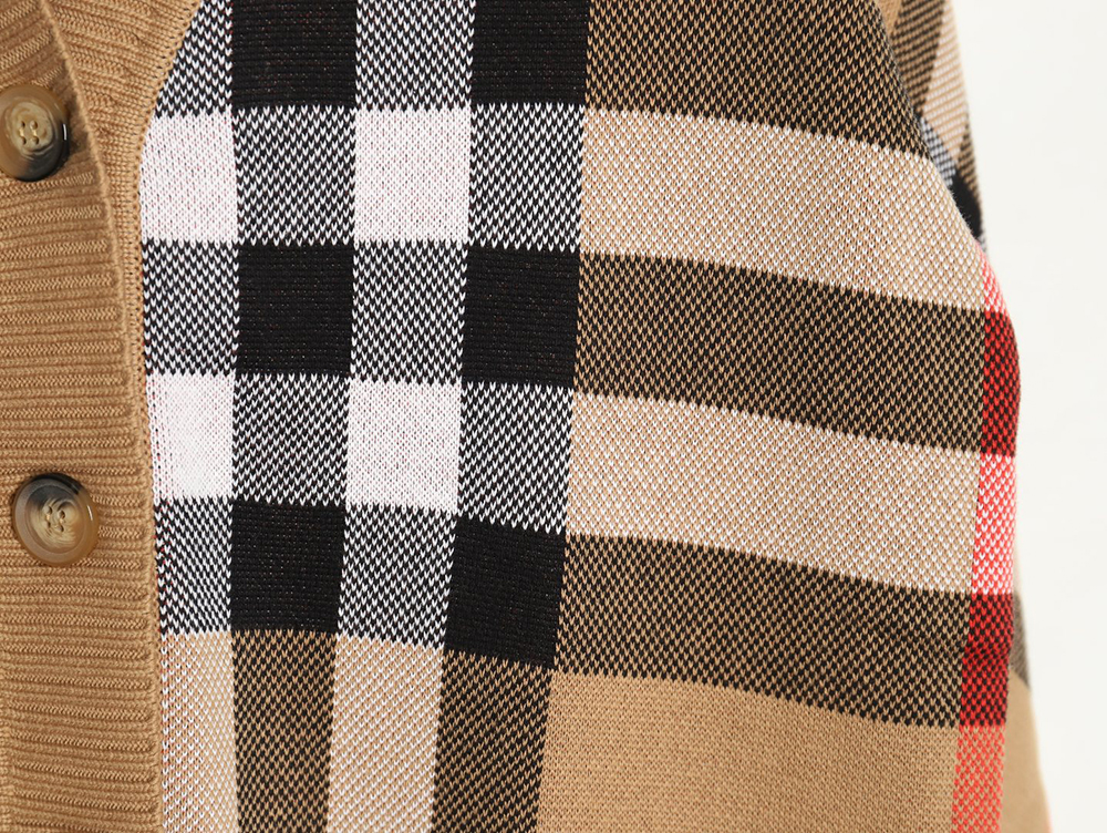 B**rry classic check jacquard knit wool cardigan