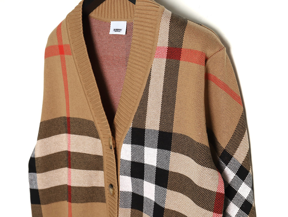 B**rry classic check jacquard knit wool cardigan
