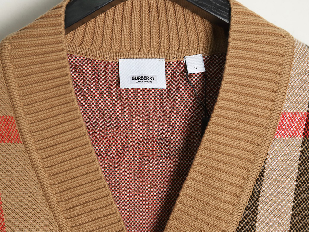 B**rry classic check jacquard knit wool cardigan