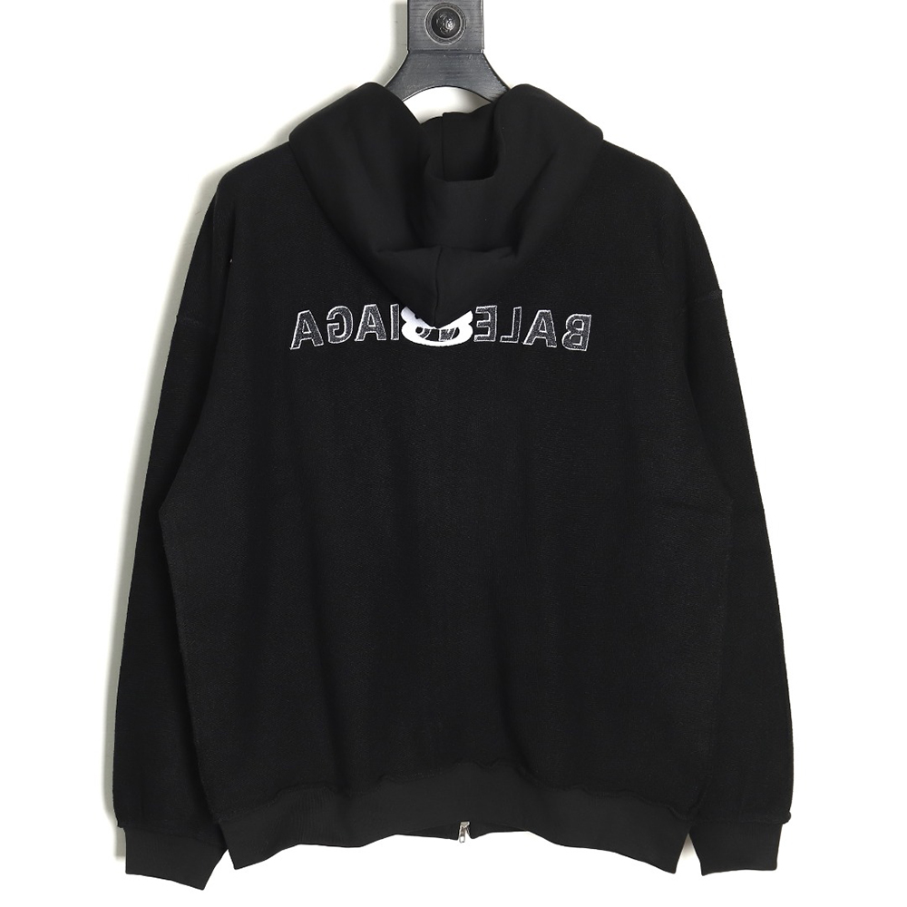 Ba*len*cia*ga reverse embroidered double ring zipper hooded jacket