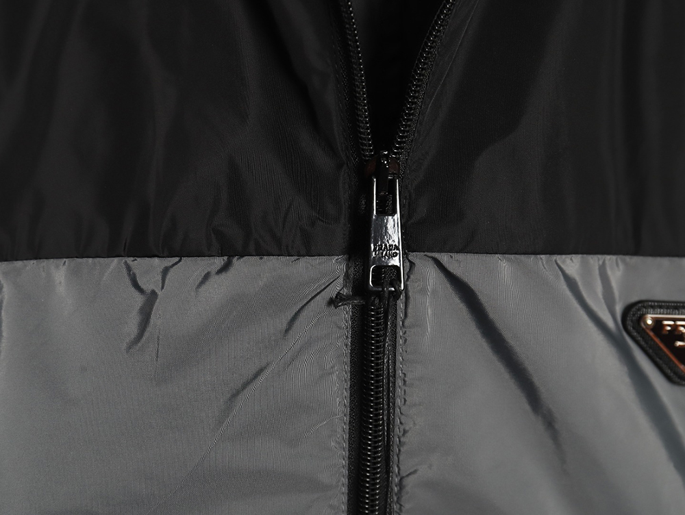 Pra*a black and grey patchwork hooded jacket