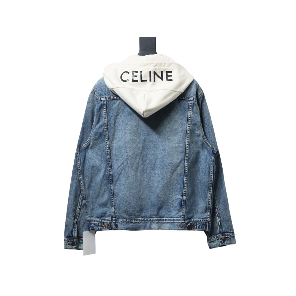 Ce**e patchwork hooded denim jacket