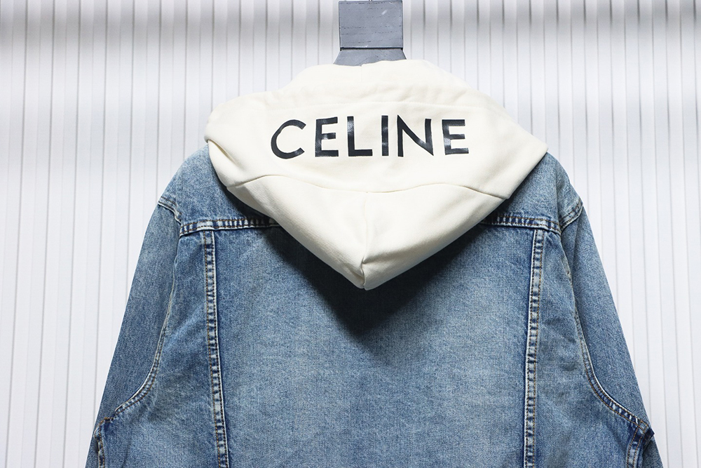 Ce**e patchwork hooded denim jacket