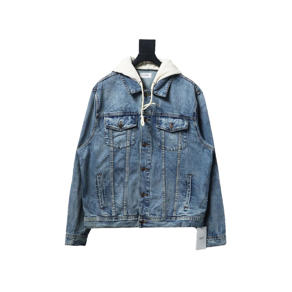 Ce**e patchwork hooded denim jacket