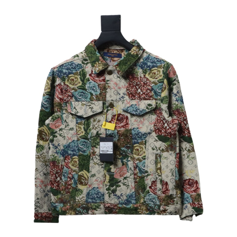 l0*is V*t0n floral rose print denim jacket