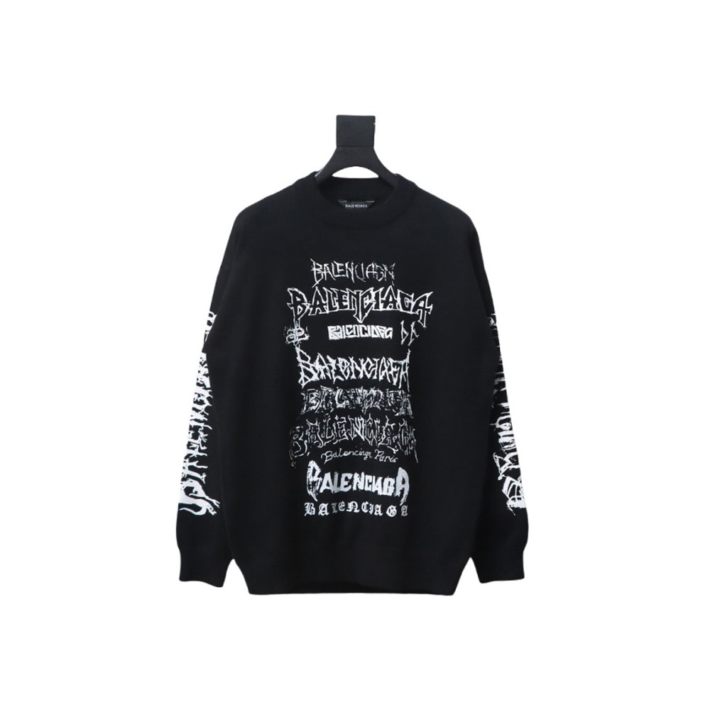 Ba*len*cia*ga flame logo print sweater