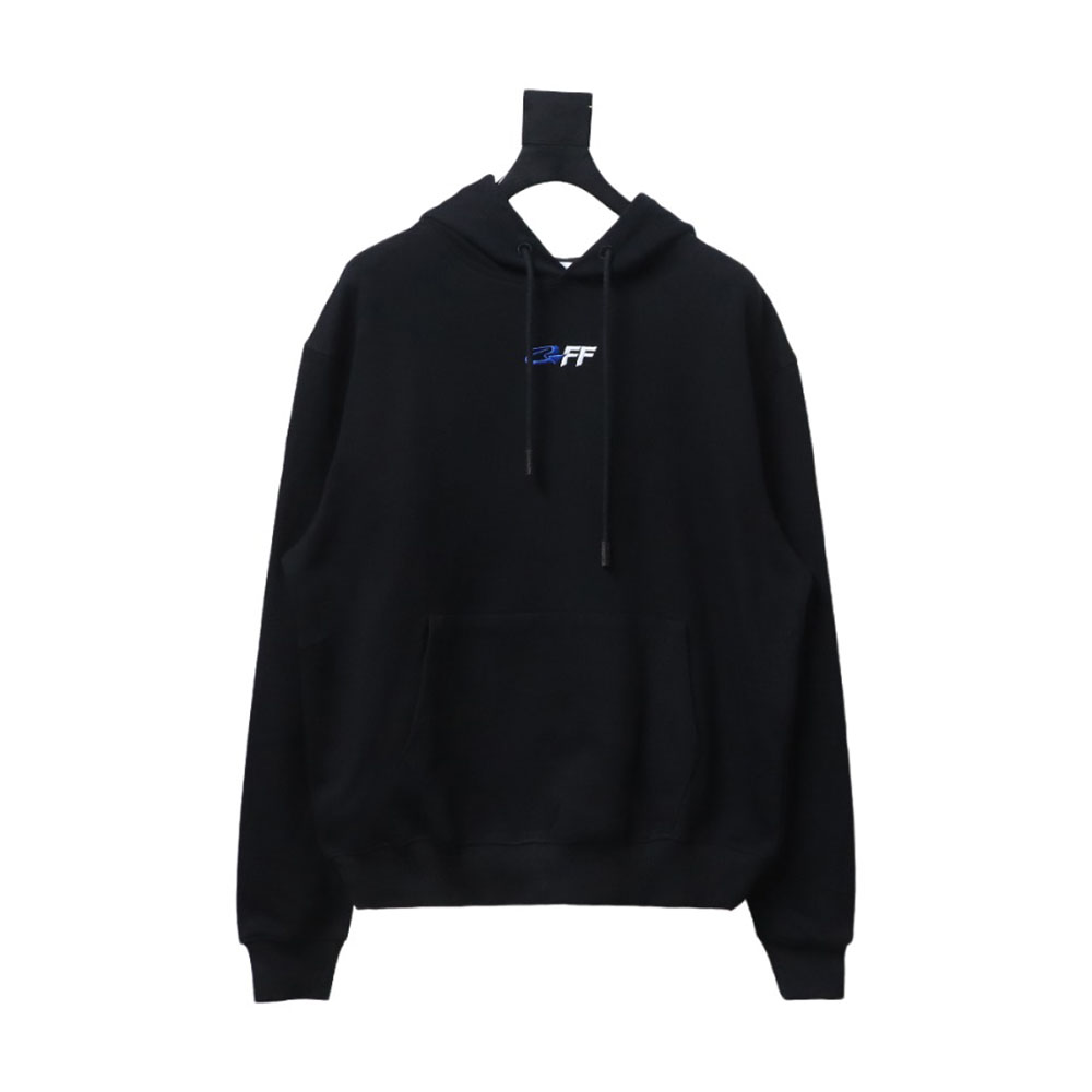 off-white blue embroidered hooded sweatshirt letter hoodie