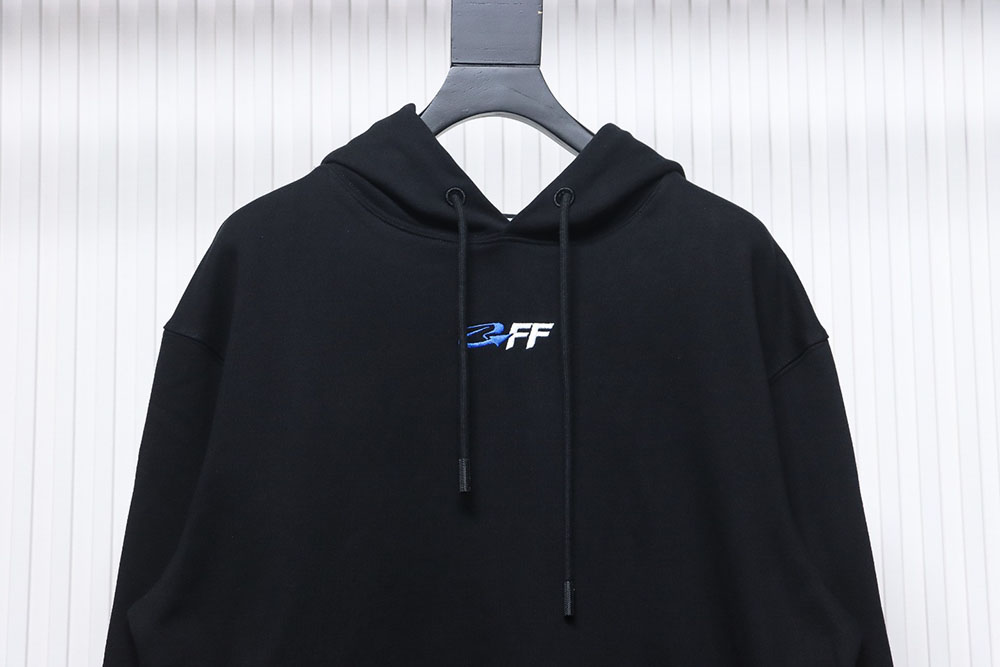 off-white blue embroidered hooded sweatshirt letter hoodie