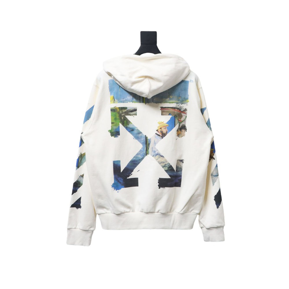 Off-white painting print zip-up hoodie