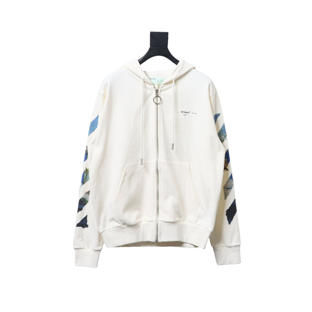 Off-white painting print zip-up hoodie