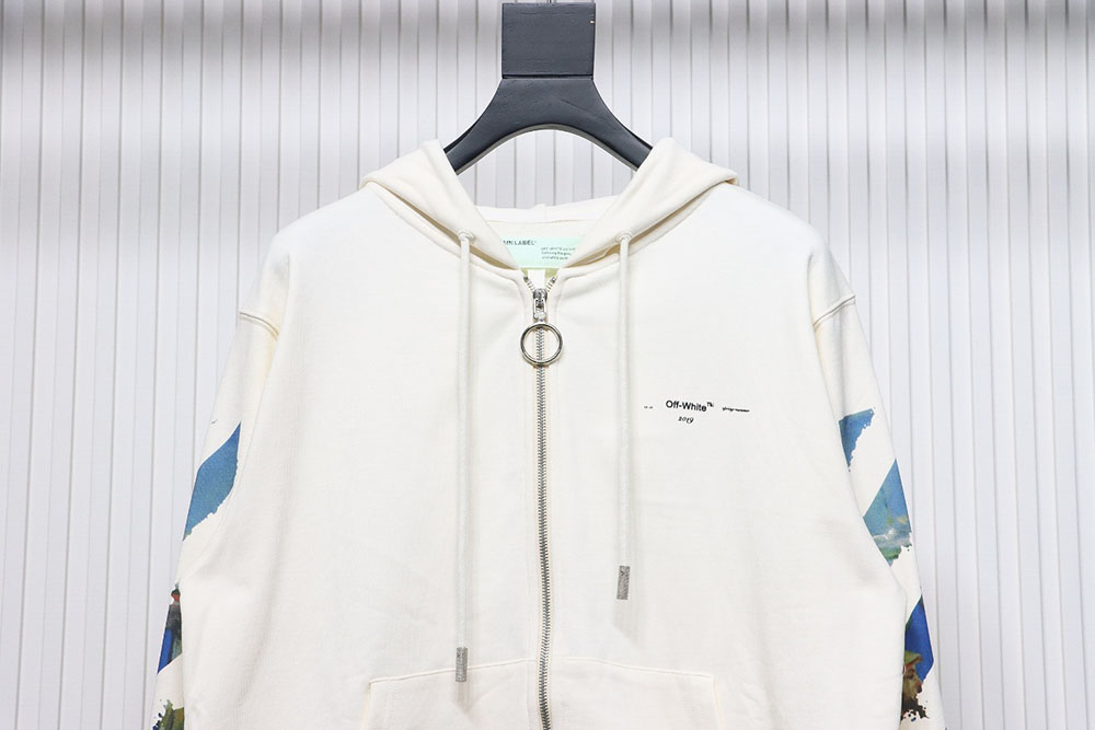 Off-white painting print zip-up hoodie