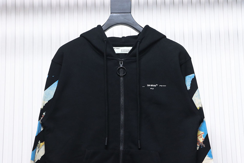 Off-white painting print zip-up hoodie TSK1