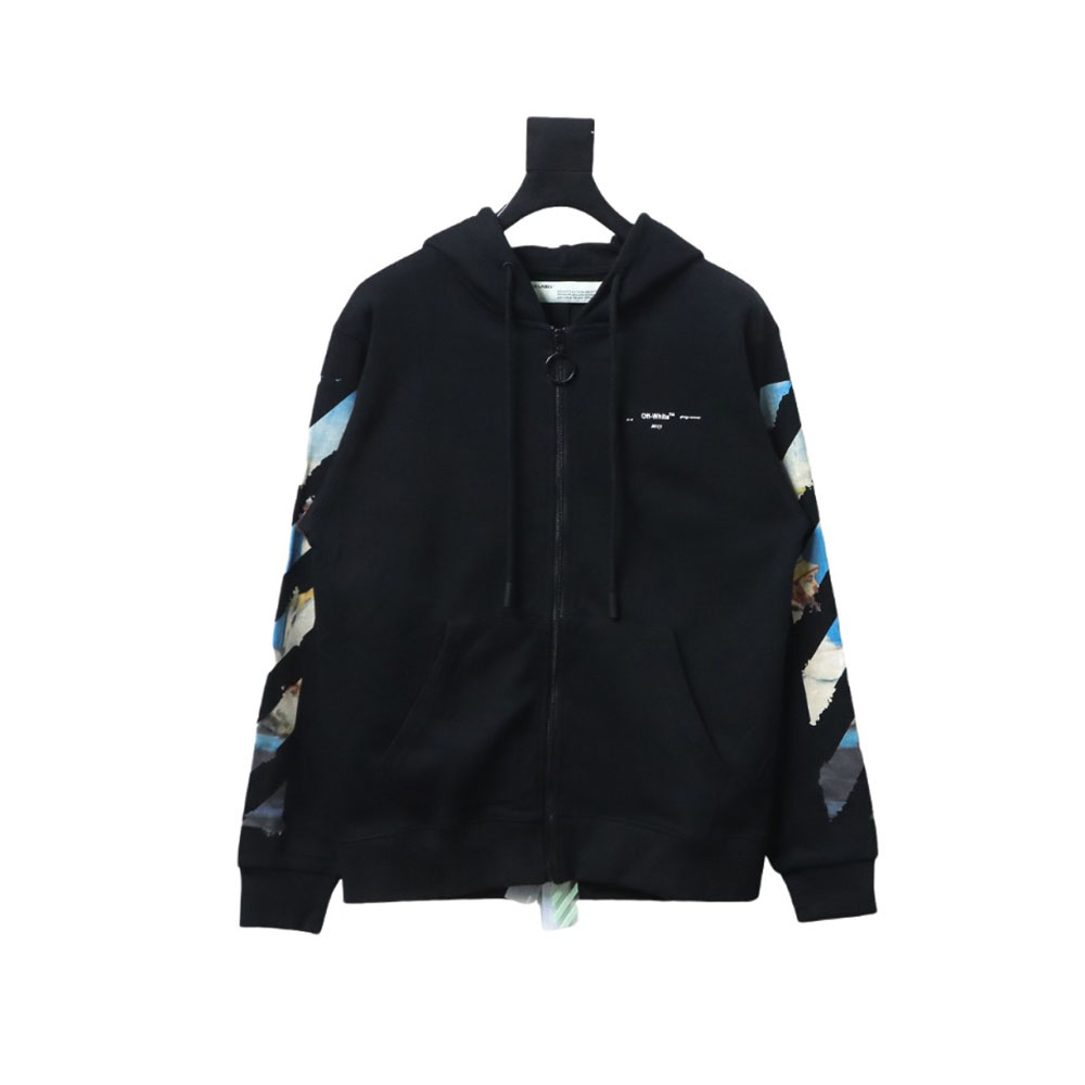 Off-white painting print zip-up hoodie TSK1