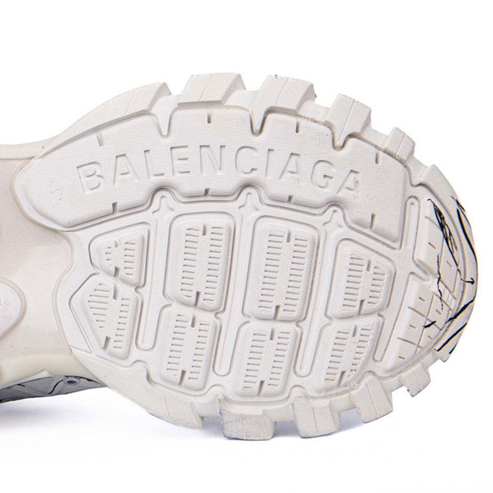 Ba*len*cia*ga track 3.0 white blue black high art graffiti