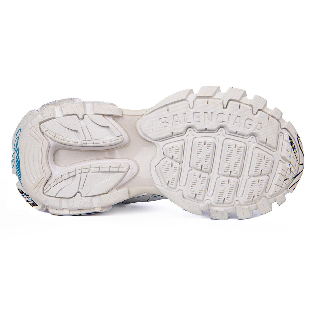 Ba*len*cia*ga track 3.0 white blue black high art graffiti