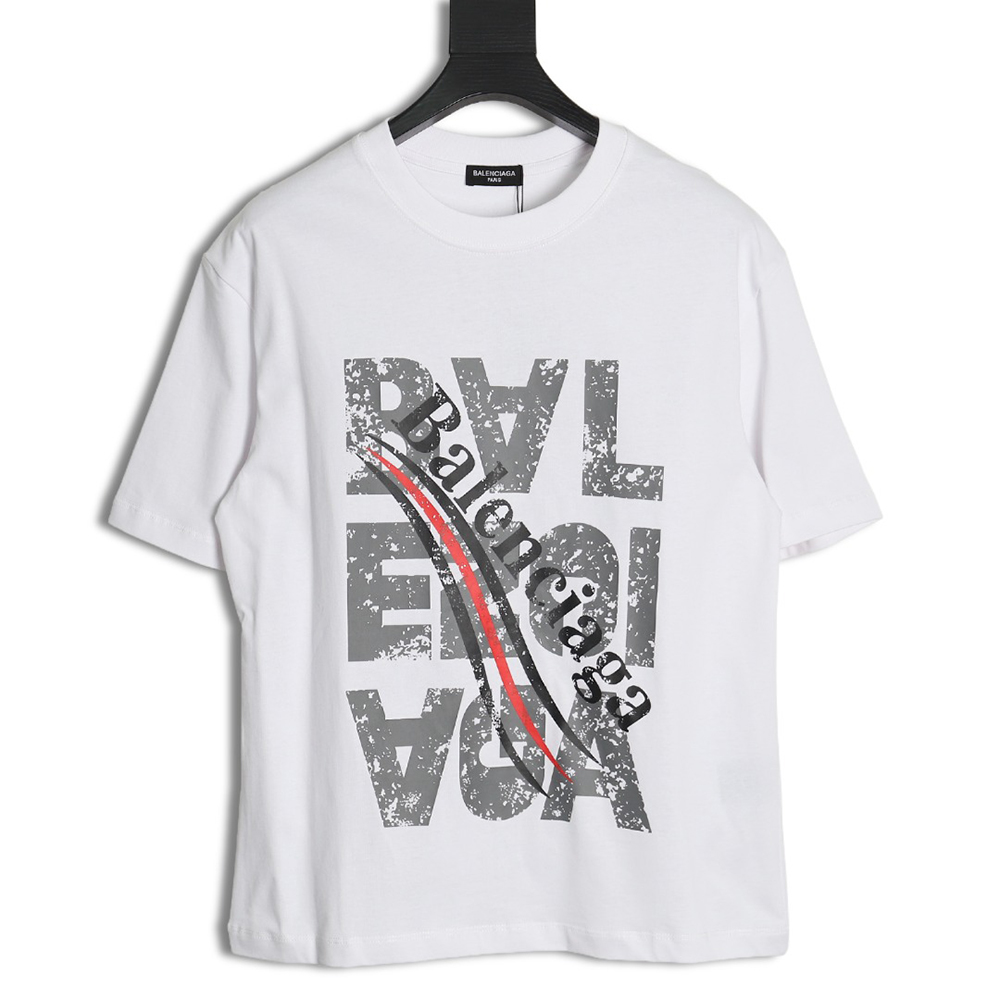 Ba*len*cia*ga mottled old letter logo short sleeve