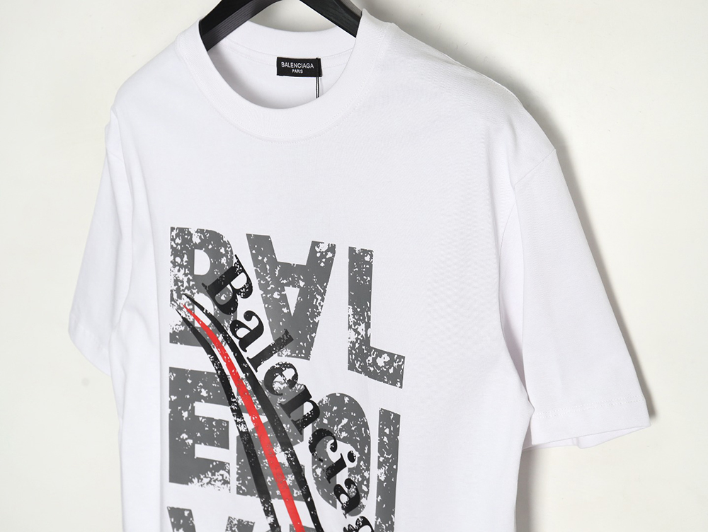 Ba*len*cia*ga mottled old letter logo short sleeve