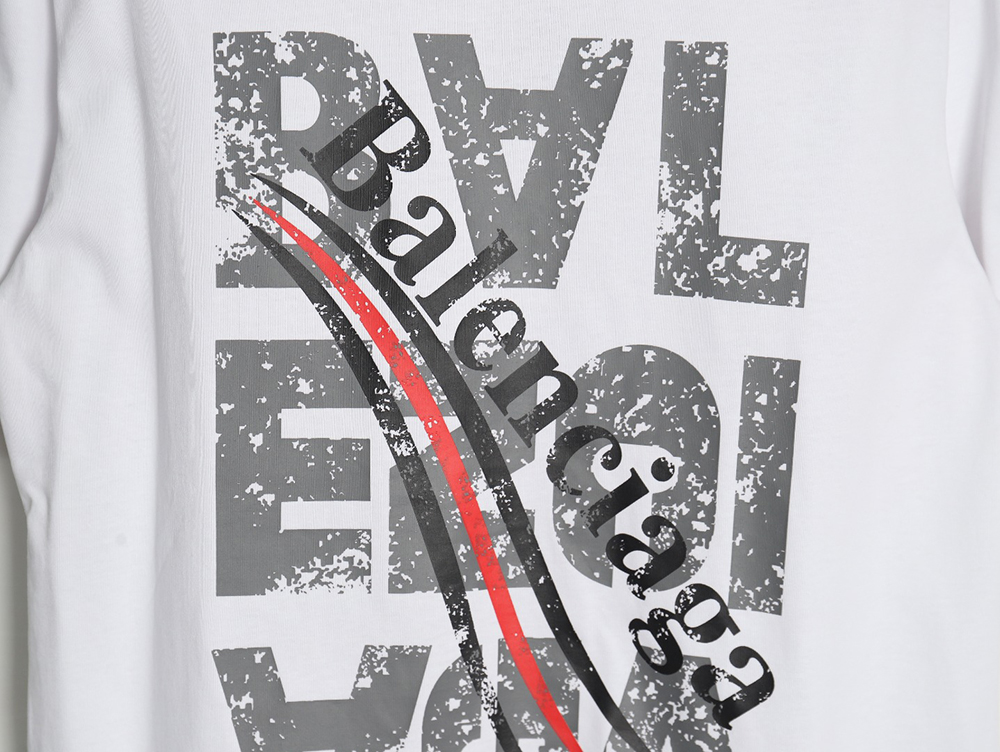Ba*len*cia*ga mottled old letter logo short sleeve