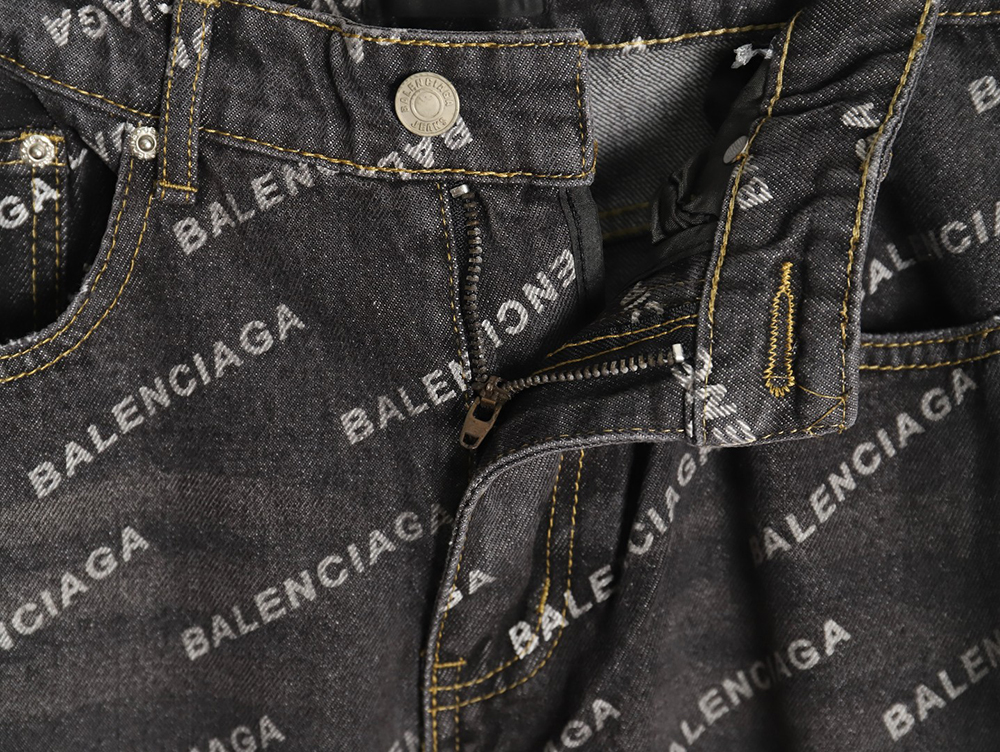 Ba*len*cia*ga classic barrage print denim trousers tsk1