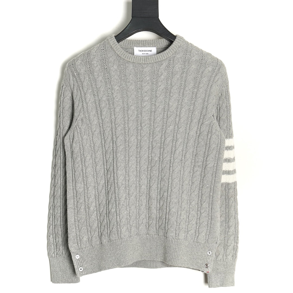 Thom Browne Four-Panel Cable Crewneck Sweater TSK1