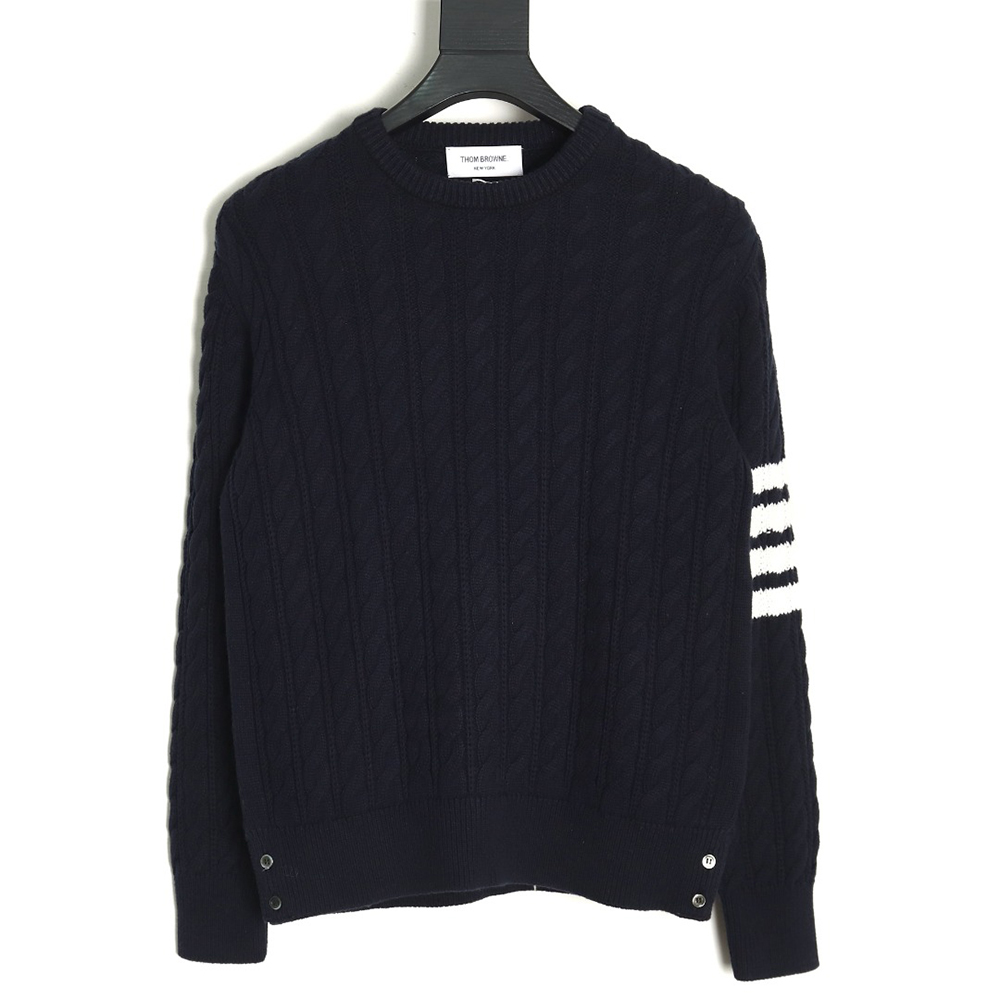 Thom Browne Four-Panel Cable Crewneck Sweater TSK2