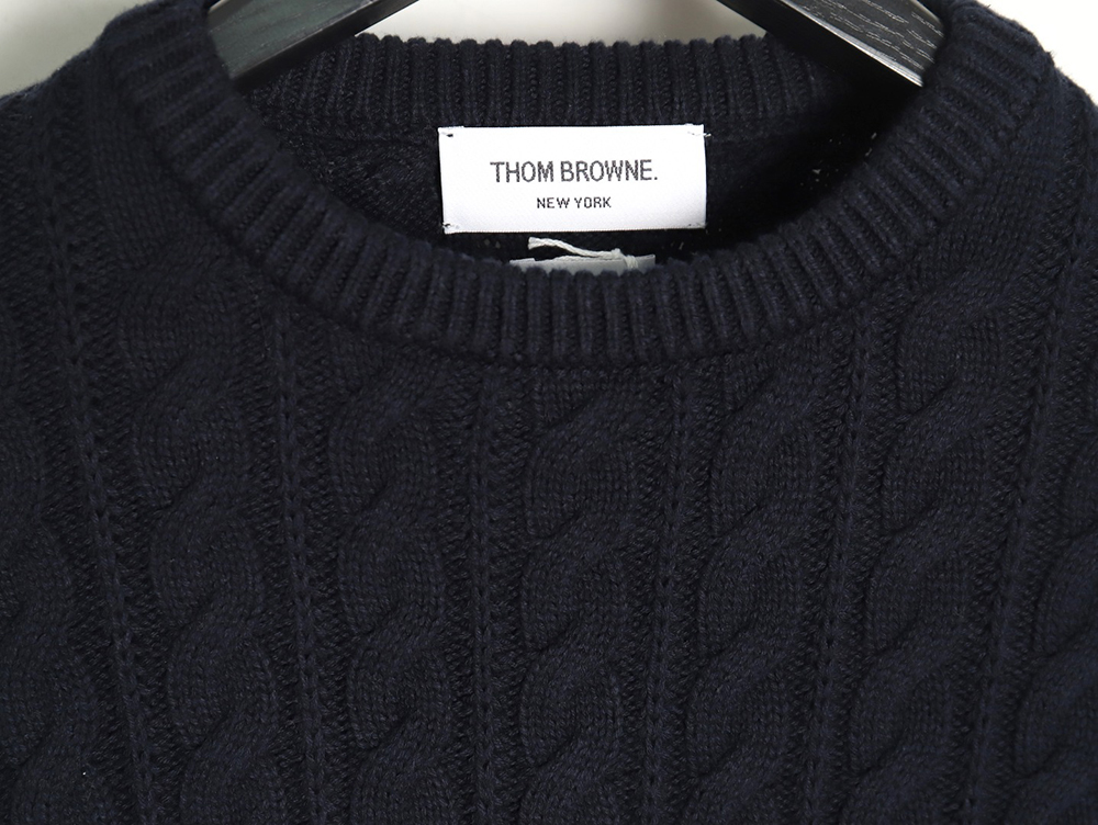 Thom Browne Four-Panel Cable Crewneck Sweater TSK2