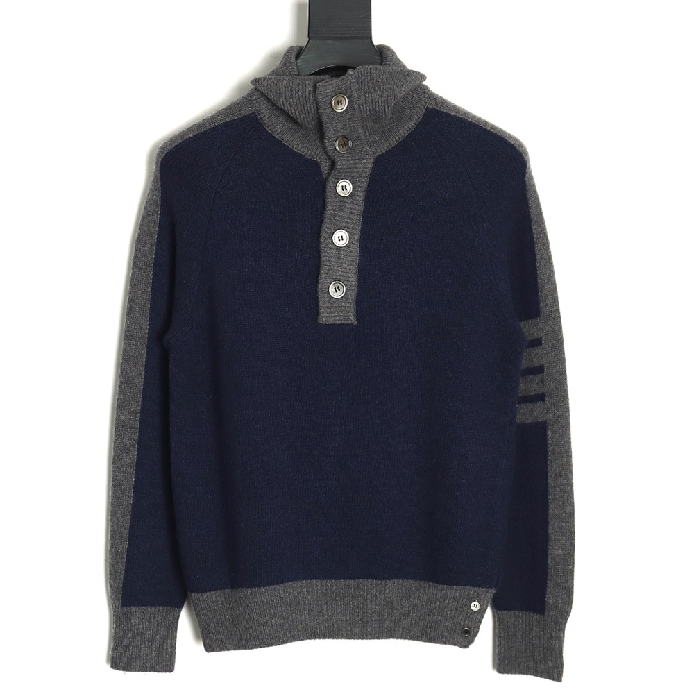 Thom Browne color-block wool lapel sweater TSK1