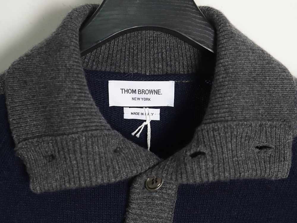 Thom Browne color-block wool lapel sweater TSK1