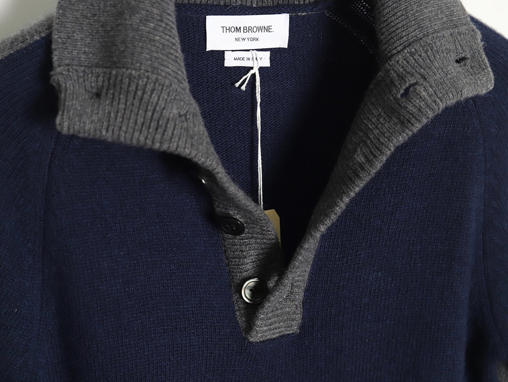 Thom Browne color-block wool lapel sweater TSK1