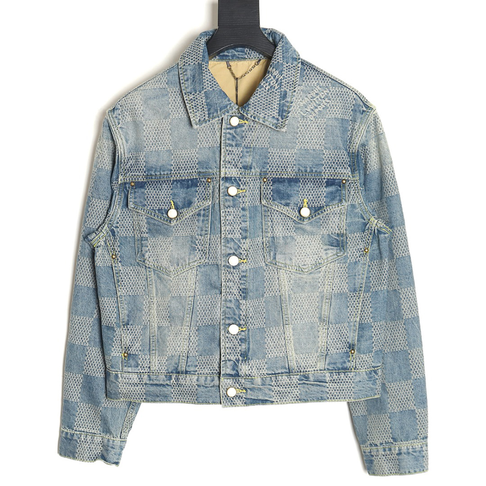 l0*is V*t0n checkerboard denim jacket