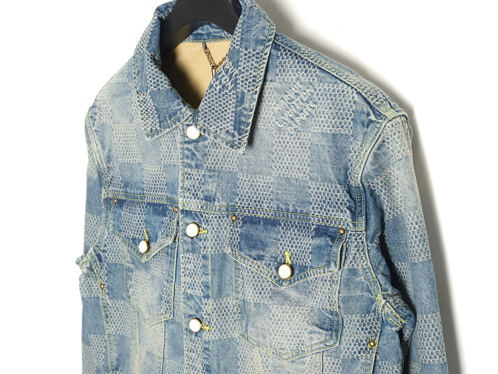 l0*is V*t0n checkerboard denim jacket