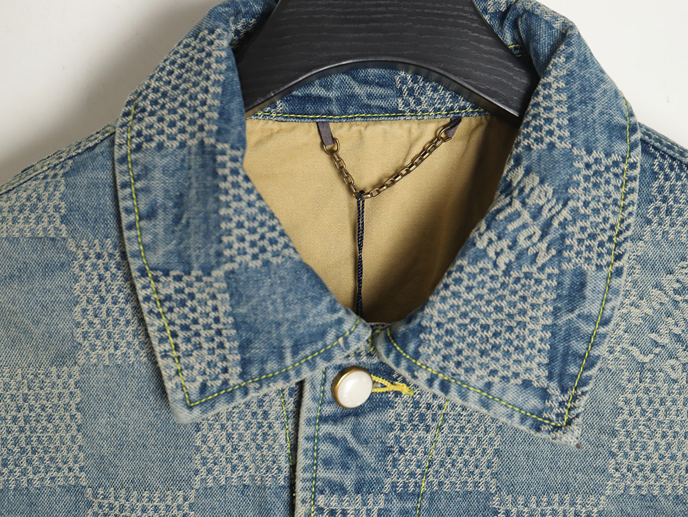 l0*is V*t0n checkerboard denim jacket