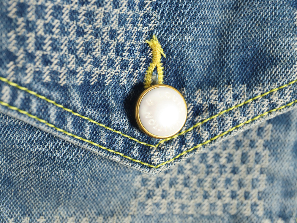 l0*is V*t0n checkerboard denim jacket