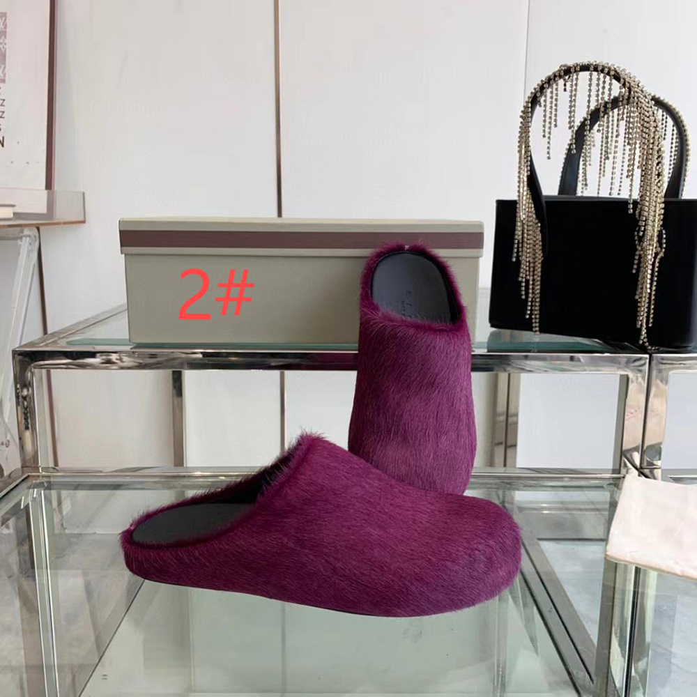 MARNI Fussbett Sabot Calf-Hair Backless Loafers