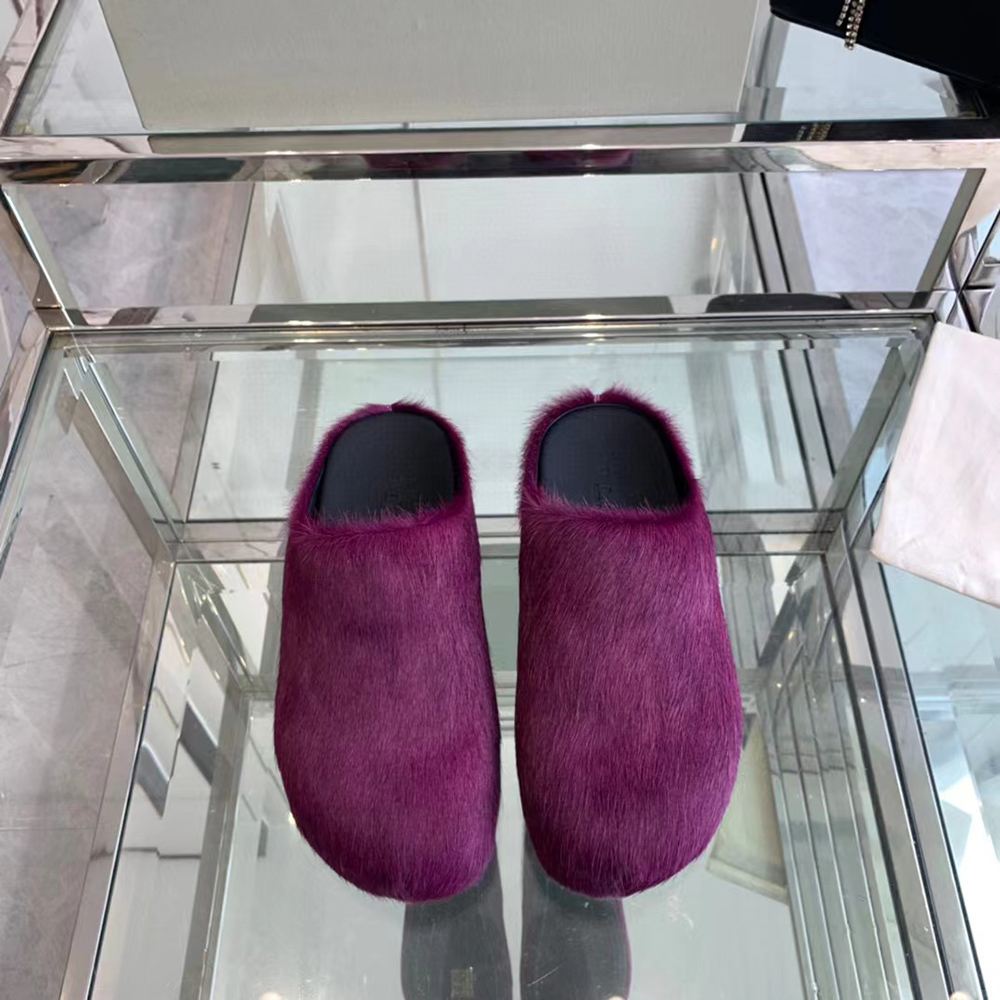 MARNI Fussbett Sabot Calf-Hair Backless Loafers