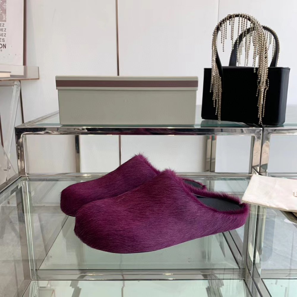 MARNI Fussbett Sabot Calf-Hair Backless Loafers