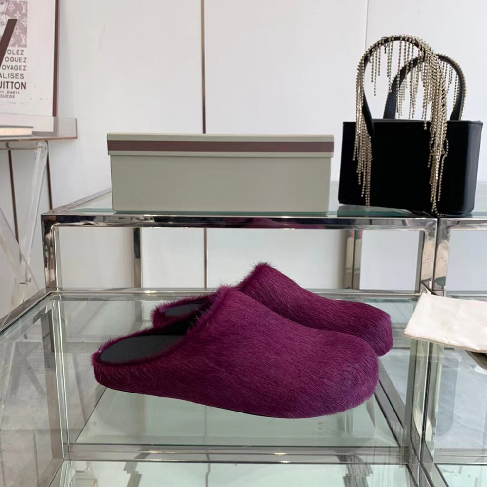 MARNI Fussbett Sabot Calf-Hair Backless Loafers