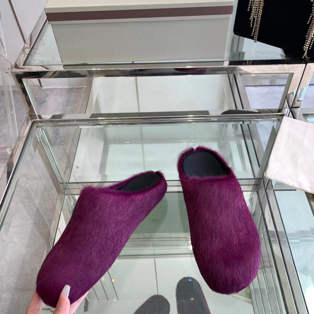 MARNI Fussbett Sabot Calf-Hair Backless Loafers