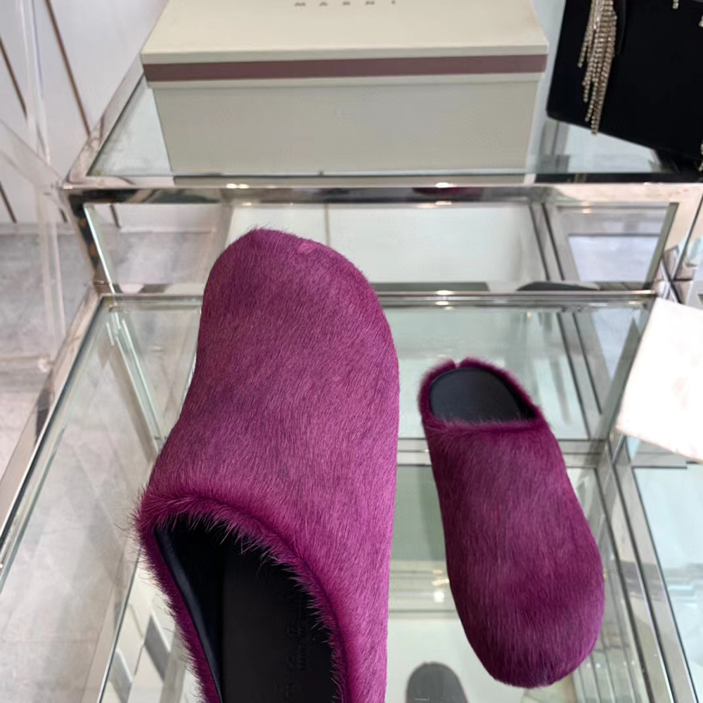 MARNI Fussbett Sabot Calf-Hair Backless Loafers