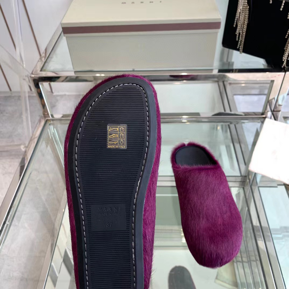 MARNI Fussbett Sabot Calf-Hair Backless Loafers