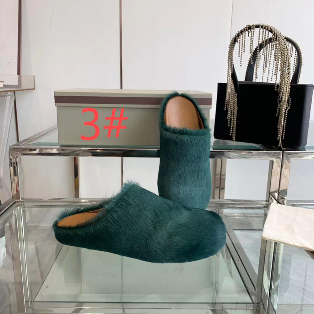 MARNI Fussbett Sabot Calf-Hair Backless Loafers