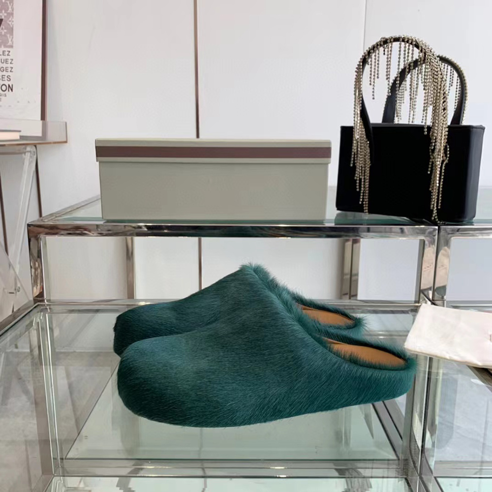 MARNI Fussbett Sabot Calf-Hair Backless Loafers