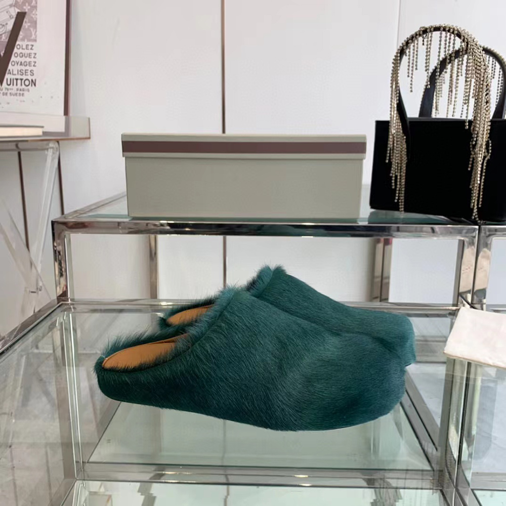 MARNI Fussbett Sabot Calf-Hair Backless Loafers